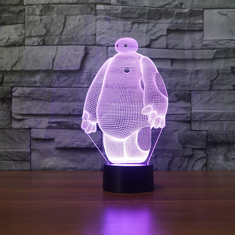 Новинка Baymax 3D лампа 7 цветов светодиодный ночник для детей сенсорный светодиодный USB Настольный светильник лампа спальный ночник датчик движения