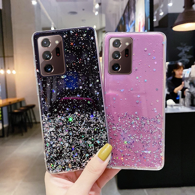 Luxury Bling Glitter Silicone Phone Case For Samsung Galaxy S24 S23 S22 S21  S20 FE S10 Note 20 Plus Ultra-thin Transparent Cover
