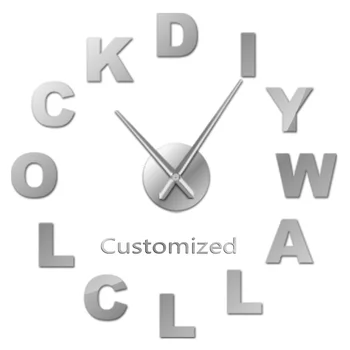 

Custom DIY Giant Wall Clock Home Decor Wall Art Clock Frameless Large Wall Watch Mirror Effect Wall Stickers Timepiece