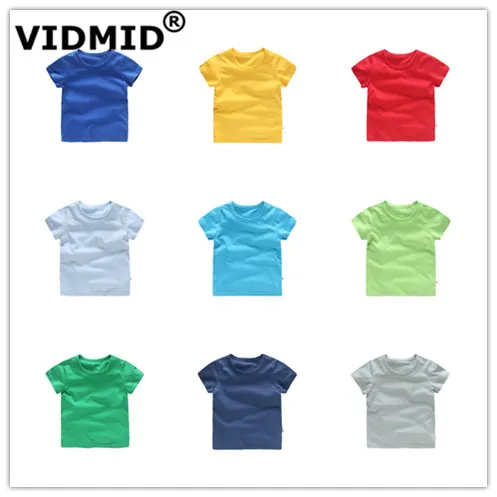 Cut Rate Boys T-Shirt Girls Tees Kids Tops Casual Cotton Children Short-Sleeve VIDMID 4018 Candy-Color KJnRGo0qD