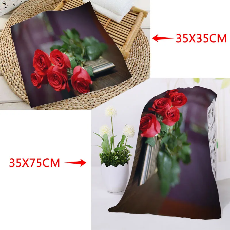 Custom Rose Towels Microfiber Travel Fabric Quick Drying Printing Absorbent Wearable Towel Beach Hair Towels - Цвет: 23