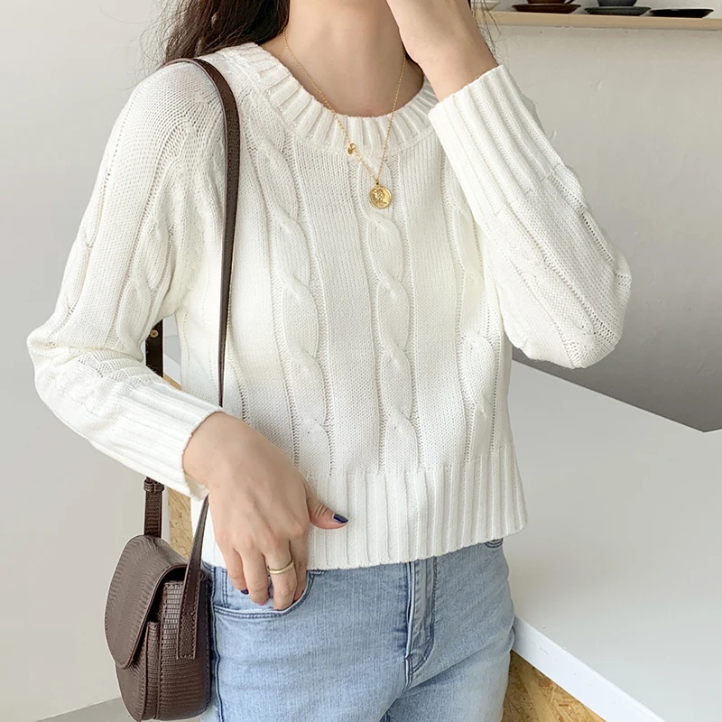 Women Sweaters Knitted Tops 2019 New Winter Casual Female Knitwear Candy Color Fashion O-Neck Woman Short Casual Pullovers   (10)