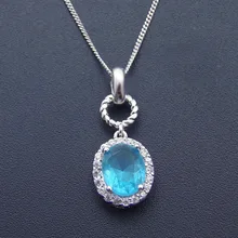 

Brass Classic Retro Blue Zircon Pendant Chain Gift Giving