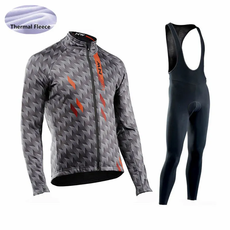 pro team NW Cycling Jersey Men Long Sleeve set Winter Thermal Fleece Ropa Ciclismo hombre outdoor bicycle Cycling Clothing - Цвет: 7