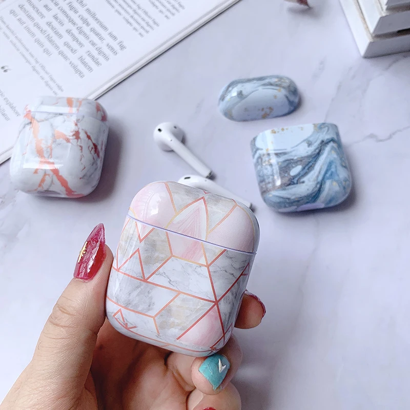 2019 Новинка Розовый Синий Мраморный Жесткий ПК для apple airpods 1/2 защитный чехол