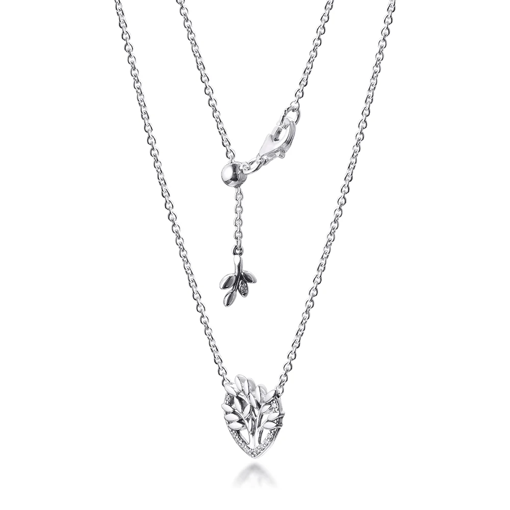 

Heart Family Tree Collier Necklace 100% 925 Sterling Silver Jewelry Free Shipping