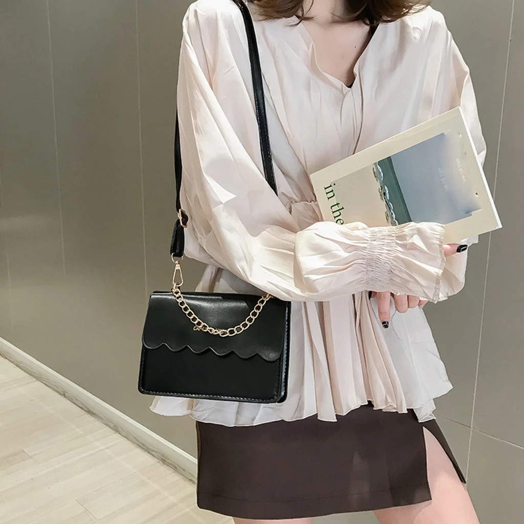 Simple Flap Shoulder Fashion Women Bag Leather Bags Girls Pure Color Mini Messenger Chest Cross Body Handbags Bolsa Feminina 820