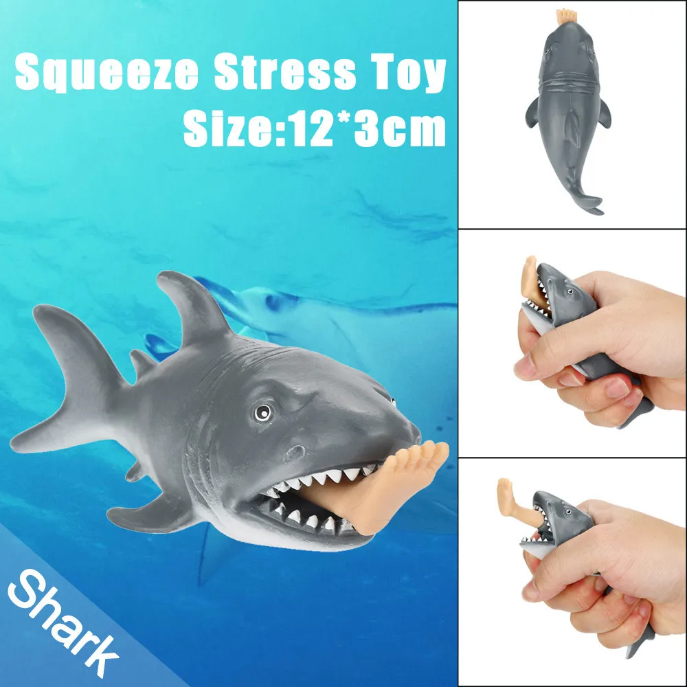 12cm drôle jouet requin presser balle anti-Stress Alternative humoristique lumière coeur nouveaux enfants jouets jouets spongieux Juguetes de descompresion