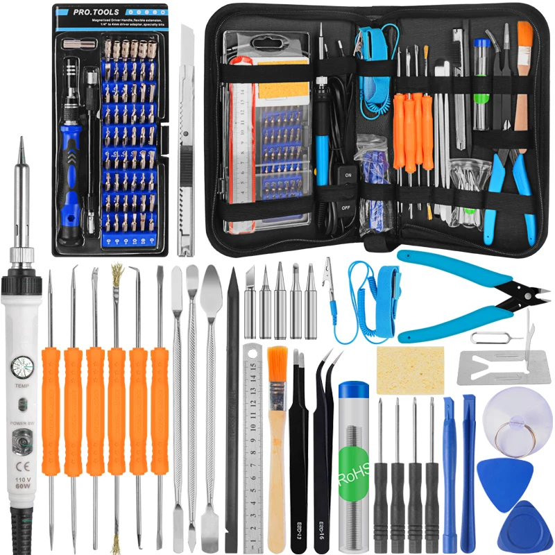 Soldering Iron 60W Screwdriver Set Tool Soldering Iron Tweezers Wire Stripper Multi-function Screwdriver Tool Set Welding Tools