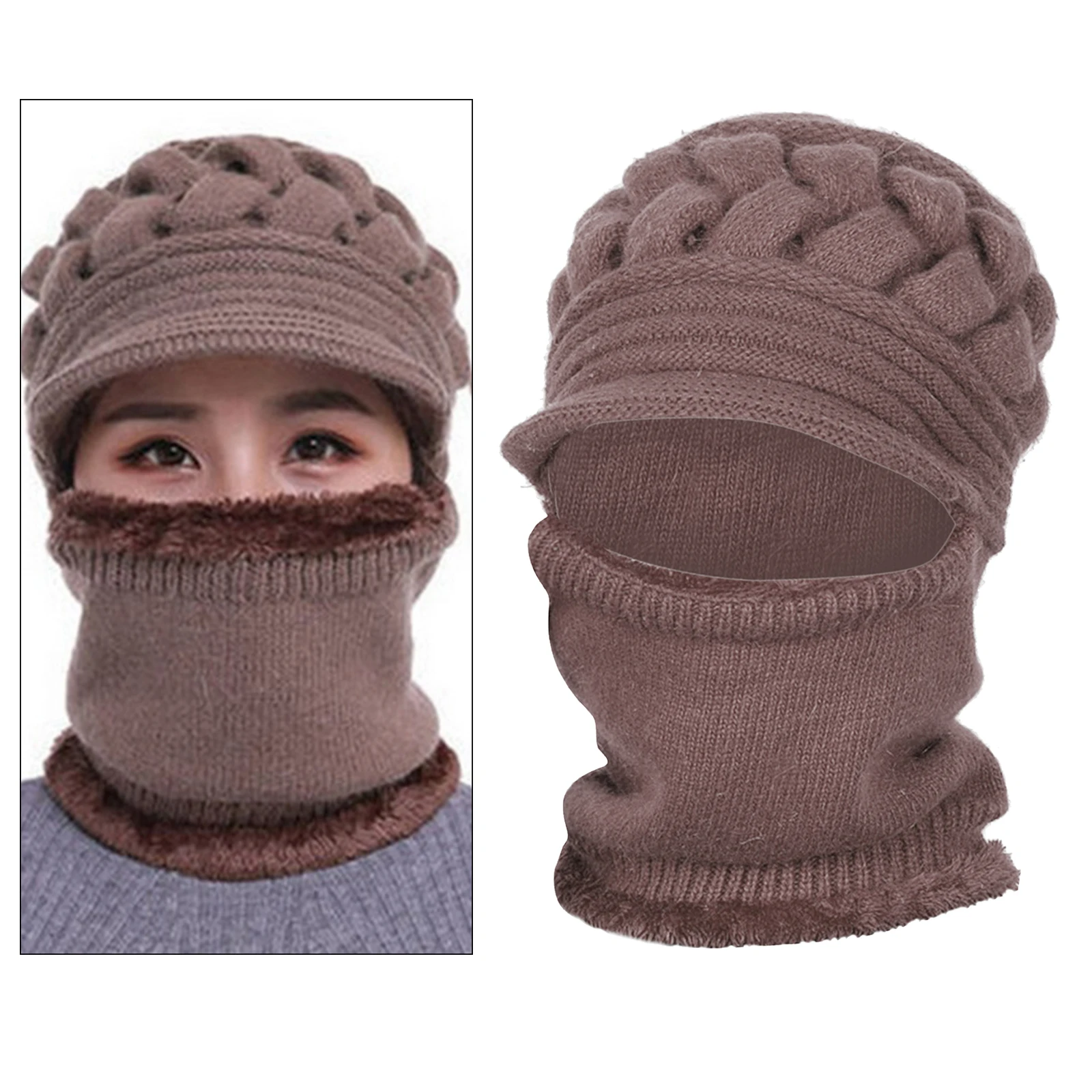 Womens Beanie Winter Hat Scarf Set Slouchy Warm Snow Knit Skull Cap Outdoor Hat, Warm & Comfortable