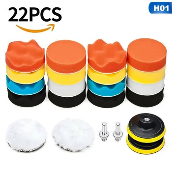 

22Pcs/Set Sponge Polishing Pad Hand Tool Kit For Car Polisher Wax Car Polishing Waxed Wool And Sponge Pad Kit Clean Wash Tools