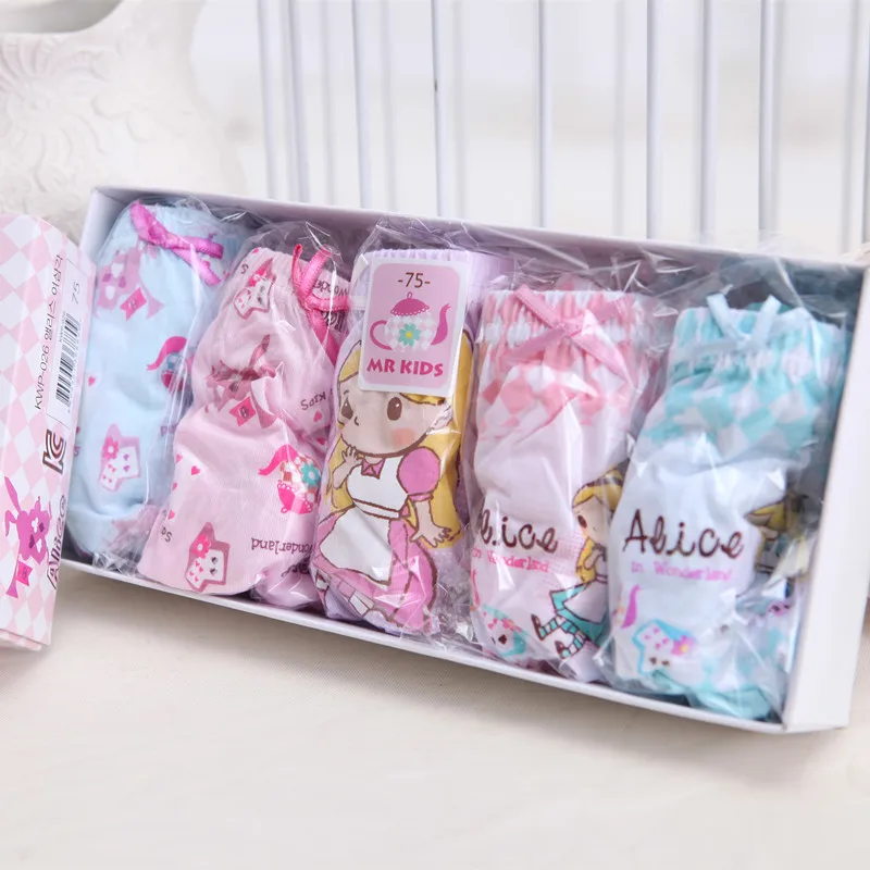 random color 5pcs Нижнее белье для маленьких девочек; удобные хлопковые трусы для детей; милые трусы с рисунком; детские дышащие трусы для девочек - Color: random color 5pcs