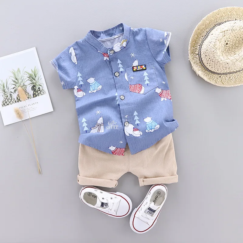Clothes Baby Boy Summer Cartoon Suit New Cute Bear Print Set Infant Boys 1 2 3 4 Years |