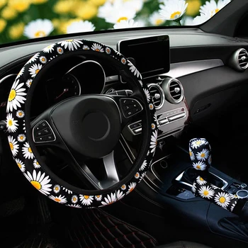 

Fit For 37-39cm Steering wheel cover kit Car Steering Wheel Handbrake Cover