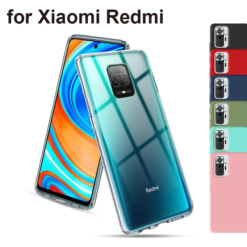 Силиконовый чехол для Xiaomi Redmi Note 10 5G 10S 9S 9 Pro Max 9A 8 7 K20 K30 8A 7A прозрачный ярких цветов |
