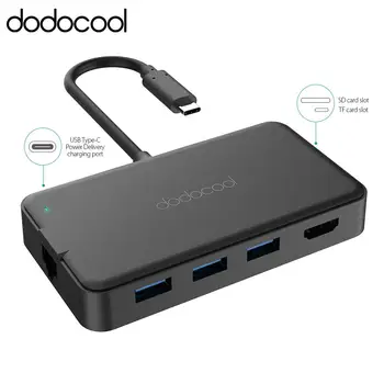 

dodocool 8-in-1 Multifunction USB-C Hub with Type-C PD 4K Video HD Gigabit Ethernet Adapter SD/TF Card Reader USB3.0 Type C HUB