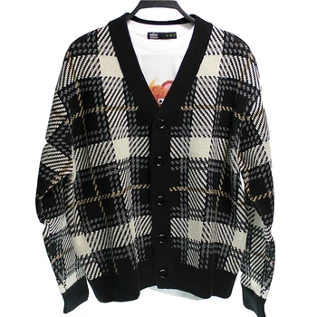 

New Autumn Winter Men's Sweater Plaid Cardigan Sweater Coat S-2XL High Quality J843