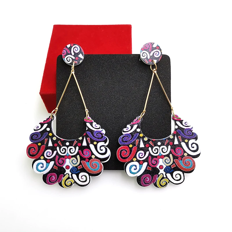 

YD&YDBZ New Multicolor Drop Earrings For Women Wood Earrings Jewelry 6 Colors A Set Wholesale Bohemia Big Earring Girl Jewellery