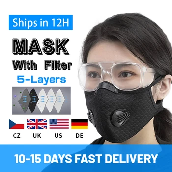 

Filtration Anti Haze Mask with Valve Filter Element Reusable Face Mask with Activated Carbon Filter 5 Layers with extra Filter