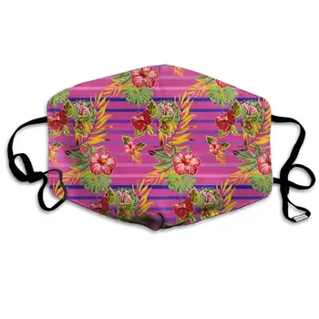

Hawaiian Safflower Washable Reusable Mask, Cotton Anti Dust Half Face Mouth Mask For Kids Teens Men Women With Adjustable Ear