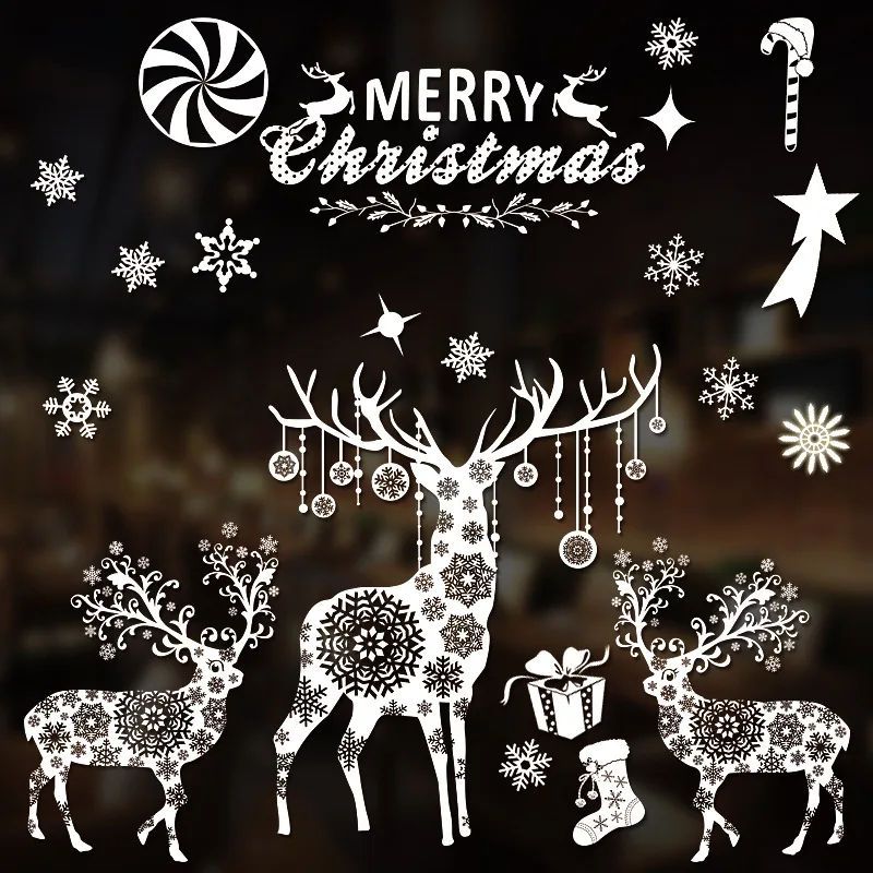 

Christmas wall stickers for home decoration electrostatic stickers window glass stickers Santa gift window decoration stickers