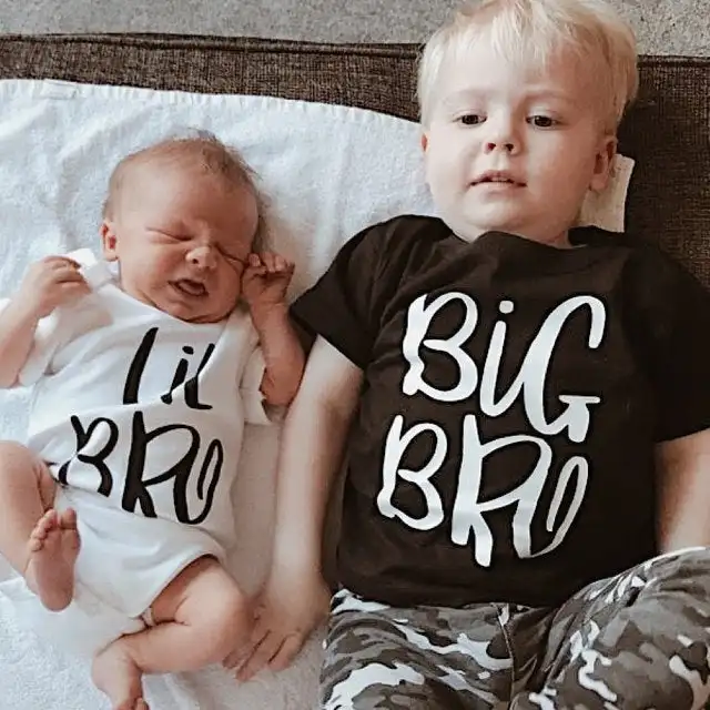 Одинаковые футболки для всей семьи, 1 предмет, Big Bro& Lil Bro, Boy Sibling комбинезон для новорожденных и малышей, Big Brother, Little Brother, Sibling, наряды