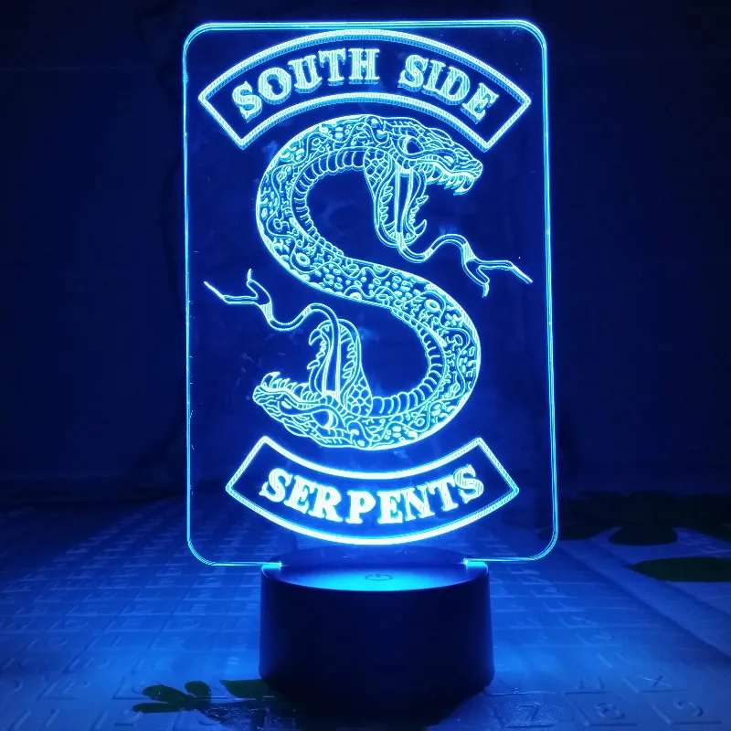ТВ серии Riverdale "South Side serpents" Змея логотип светодиодный ночной Светильник Украшения в спальню друг подарок на день рождения Настольная лампа Ночной светильник