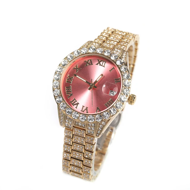 TBTK-reloj de cuarzo con esfera rosa para mujer, accesorio de lujo con diamantes de imitación, resistente al agua, de tamaño pequeño