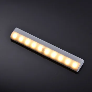 

10 Leds PIR LED Motion Sensor Light Cupboard Wardrobe Lamp Battery Operated Strip LED Under Cabinet Night Light For Closet