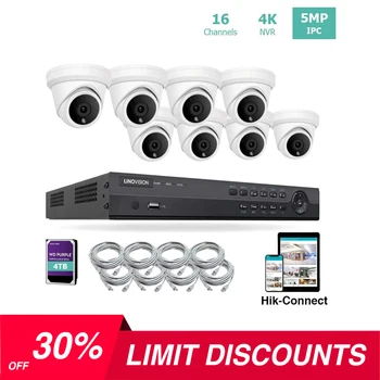 

16CH 4K NVR PoE IP Camera System H.265+ 16 Channel 4K NVR with 4TB HDD and 8 Outdoor 5MP PoE Turret Cameras Support Audio