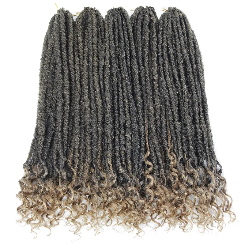 Богиня волос искусственные локоны в стиле Crochet косы 18 дюймов мягкие дреды натуральный оплетка синтетические косички, волосы для наращивания на затора - Цвет: T1B/27