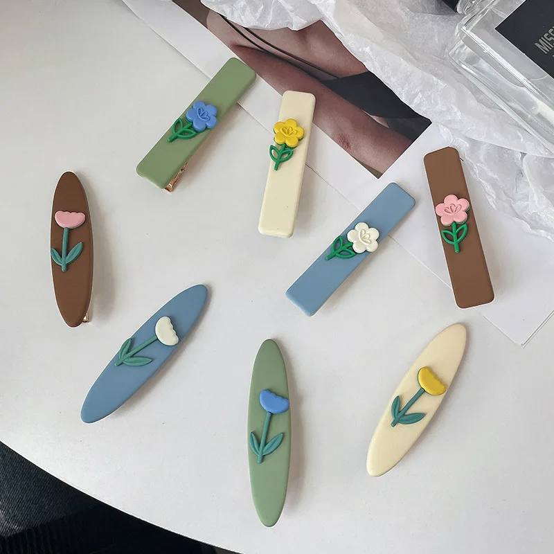 2pcs/set Cute Colorful Flower Tulip Hair Clip Rope Hairpin for Women