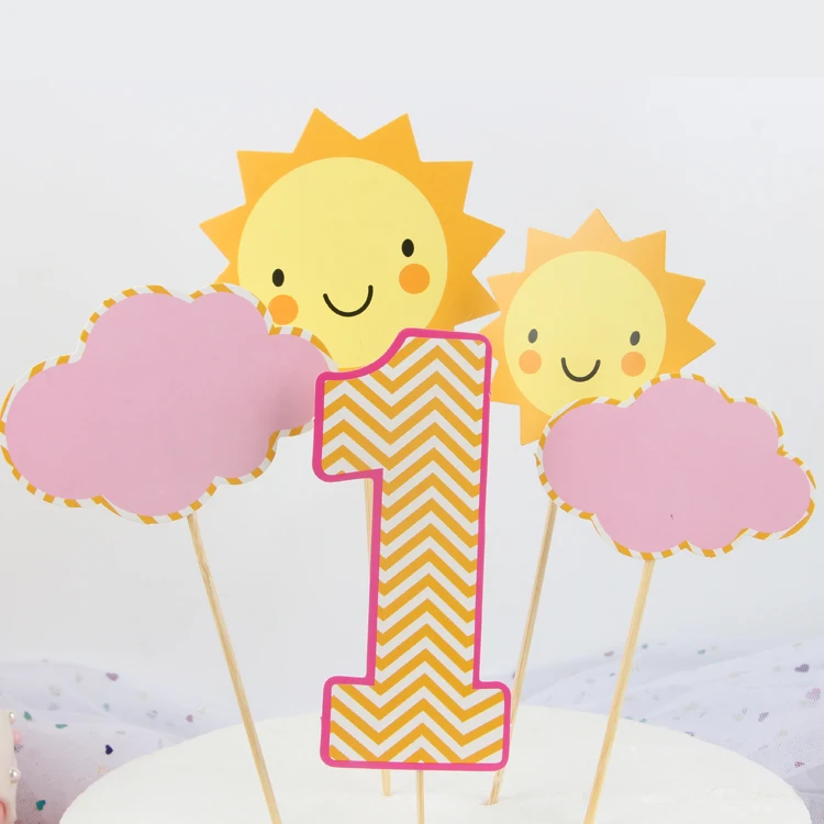 Cakelove sun cloud flags1st one year anniversary cake topper cupcake party  for baking cake decorating tools birthday decor _ - AliExpress Mobile