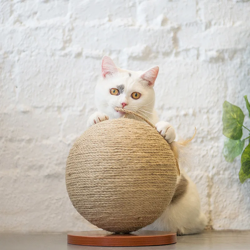 Новая Когтеточка для кошек игрушки для кошек деревянная Нижняя пластина солома полукруглый шлифовальный коготь мяч котенок кактусы скалолазание рама