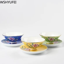 Цзиндэчжэнь расписанные вручную пастельные пионы китайские традиционные, керамические фарфоровая чашка чайный набор кунг-фу чайная чашка посуда для питья