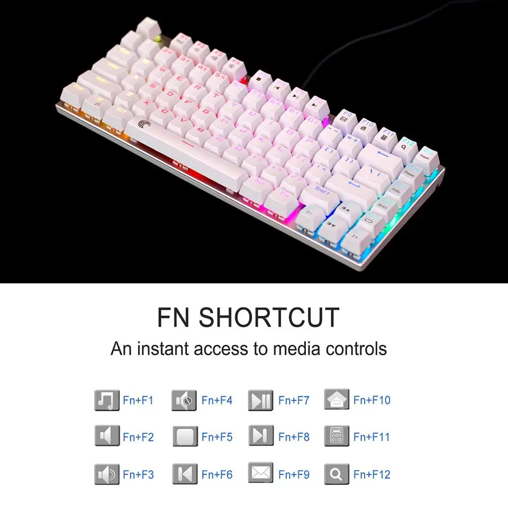 Z88 Mini Gaming Keyboard RGB Backlit Outemu Switch Compact Aluminum Mechanical Keyboard White