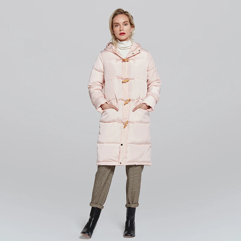 Зимняя женская куртка, S-XXL, длинная, с капюшоном, с хлопковой подкладкой, Женское пальто, высокое качество, теплая верхняя одежда, Женская парка, Manteau Femme Hiver - Цвет: Pink