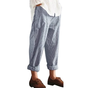 

High Waist Harem Pants for Women 2020 Spring Autumn Bottom Long Loose Trousers Ladies Striped Casual Pants