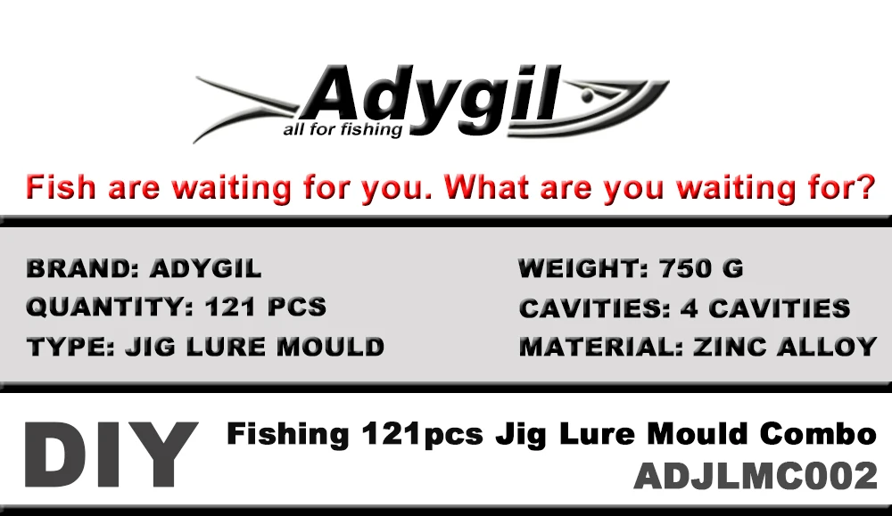 Adygil Faça Você Mesmo Pesca 121 Pçs Gabarito Isca Molde Combo 45g 60g 80g 100g 4 Cavidades Mod. 1277871 2 Adygil diy pesca 121 pçs gabarito isca