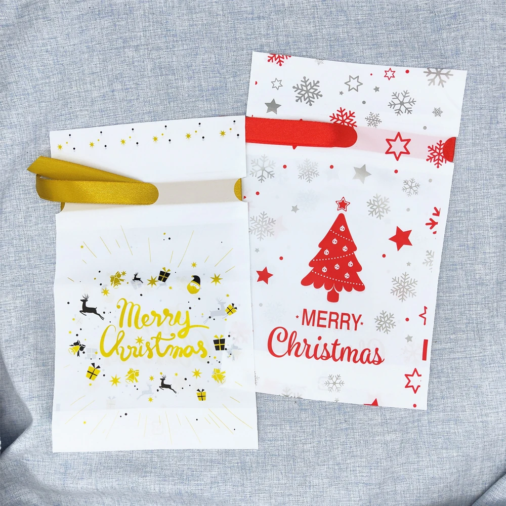 50 шт./компл. Санта Клаус Xmas держатели для подарков на Рождество мешок с персонажем из мультфильмов высокого качества шнурок лося подарок пакет для конфет