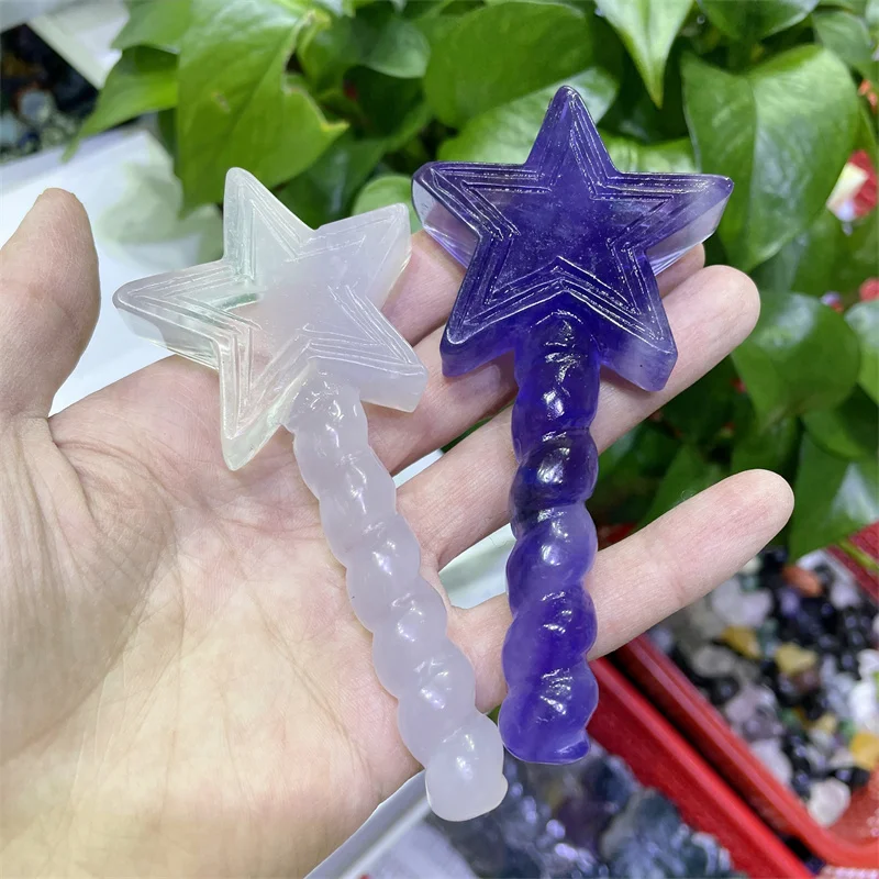 

Ручная резная волшебная палочка из натуральных фиолетовых и розовых искусственных кристаллов