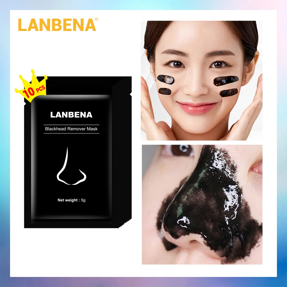 LANBENA черная маска для удаления угрей Нос Маска отклейте Blackhead прокладки поры очищение, лечение акне масло Управление по уходу за кожей 10 шт