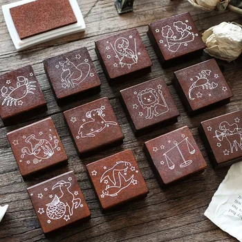 

1 Pcs Vintage Constellation Wood Stamp DIY Craft Wooden Rubber Stamps for Scrapbooking Stationery Scrapbooking Standard Stamp