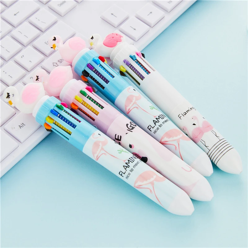 3 Styles 10 Colors Kawaii Colored Ballpoint Pens Flamingo