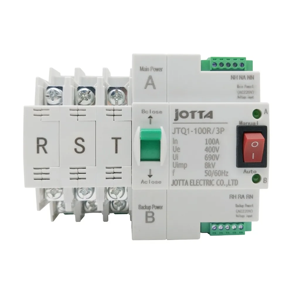 АТС двойной мощности автоматический переключатель передачи JTQ1-100A 2 P/3 P/4 P Автоматический выключатель MCB AC 230 в бытовой 35 мм железнодорожная установка