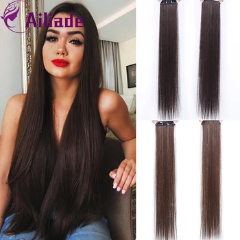 

AILIADE 4Colors 2 Clip In Hair Extensions Synthetic 1 Piece Women Long Straight Clip On Heat Resistant Fiber Hair Extensions