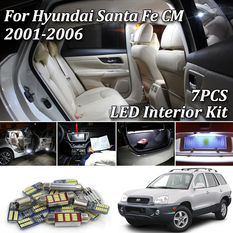 7Pcs White Canbus Error Free led interior light Package Kit for 2001-2006 Hyundai Santafe Santa Fe SM ix45 | Автомобили и