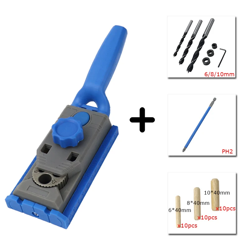 Многофункциональный деревообрабатывающий устройство Doweling комплект 6/8/10/12 мм карманная дырокол для прямой Наклонный Дырокол направитель сверла столярные инструменты - Цвет: Type-C
