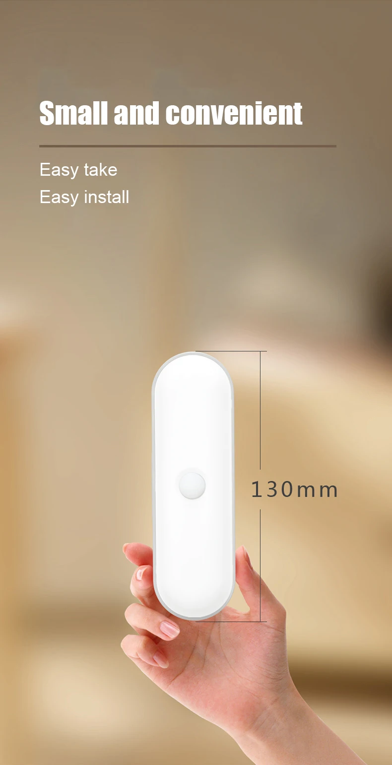 Intelligent Auto PIR Motion Sensor LED Rechargeable Magnetic Night Light Dimming Wall Light Kitchen Cabinet Light Lamp 5 Colors