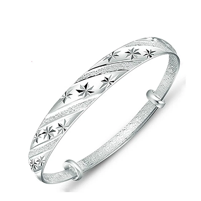 Cuff Bracelet Bangle Meteor Shower Adjustable Charm 925 Sterling Silver For Woman zirconia bangle bangle bracelet